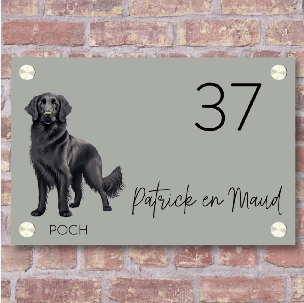 Label2X Naambordje rechthoek Naambordje voordeur rechthoek fullcolour met hond woonaccessoires homedecoratie