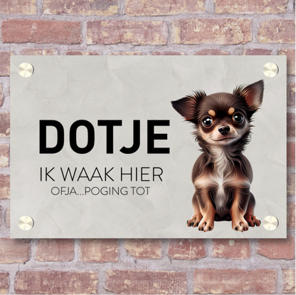 Label2X Naambordje rechthoek Naambordje voordeur rechthoek fullcolour met hond woonaccessoires homedecoratie