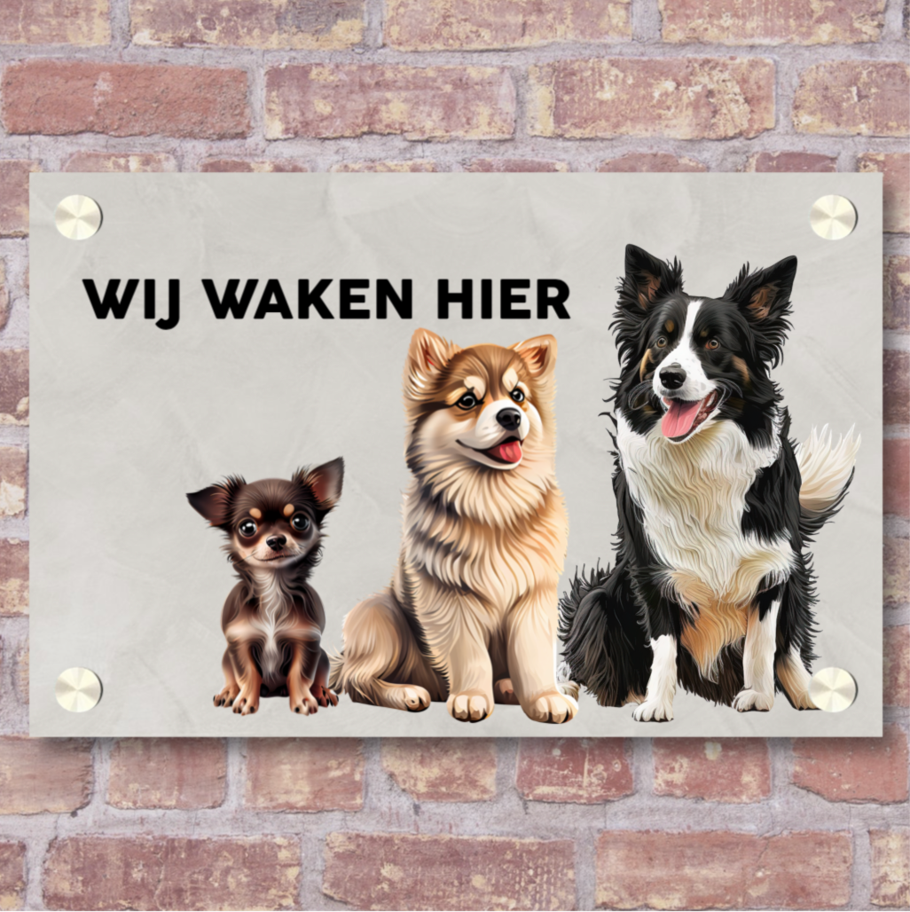 Label2X Naambordje rechthoek Naambordje voordeur rechthoek fullcolour met hond woonaccessoires homedecoratie