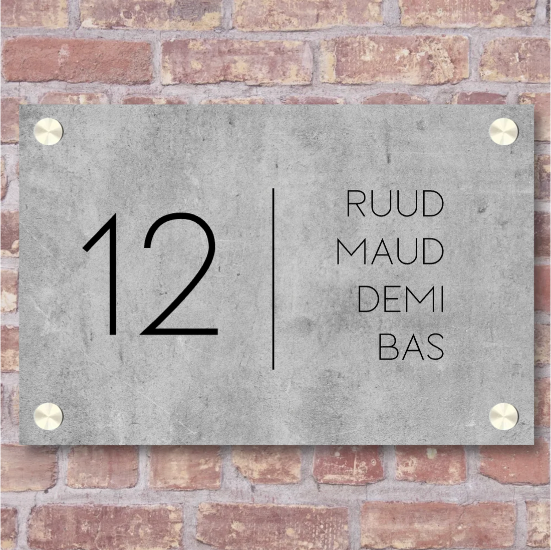 Label2X Naambordje rechthoek Naambordje voordeur rechthoek strak betonlook zwart woonaccessoires homedecoratie