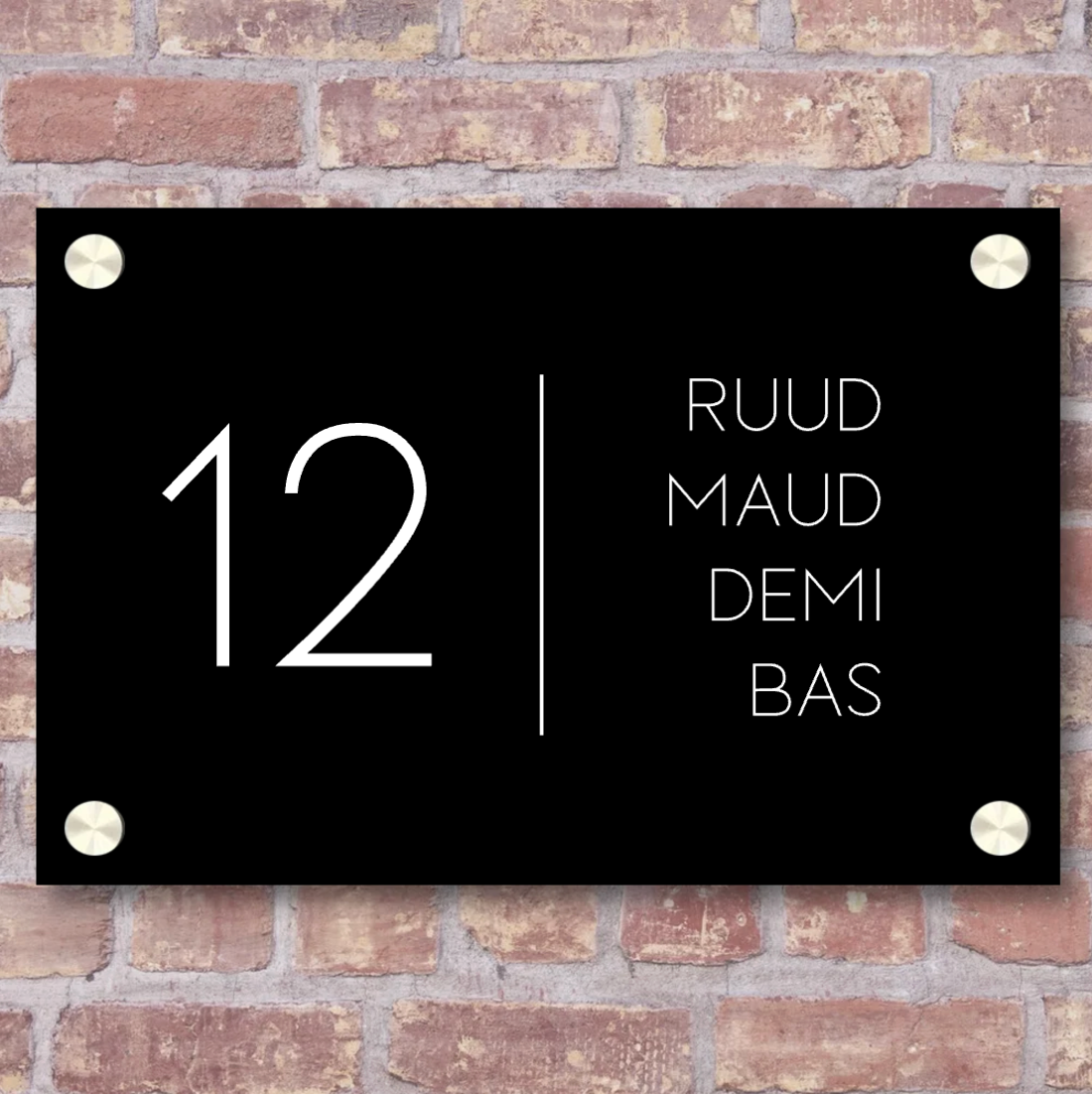 Label2X Naambordje rechthoek Naambordje voordeur rechthoek strak zwart woonaccessoires homedecoratie