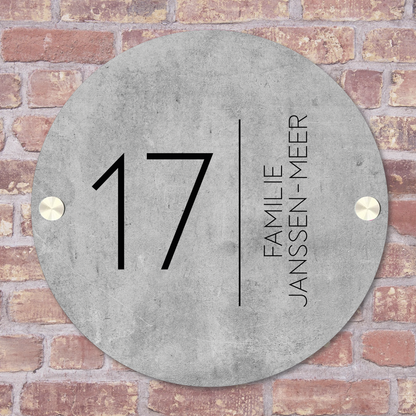 Label2X Naambordje rond Naambordje voordeur rond betonlook strak woonaccessoires homedecoratie