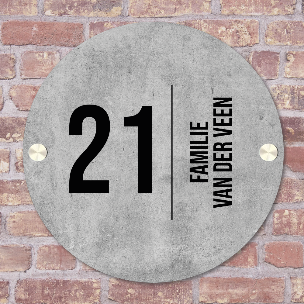 Label2X Naambordje rond Naambordje voordeur rond betonlook woonaccessoires homedecoratie