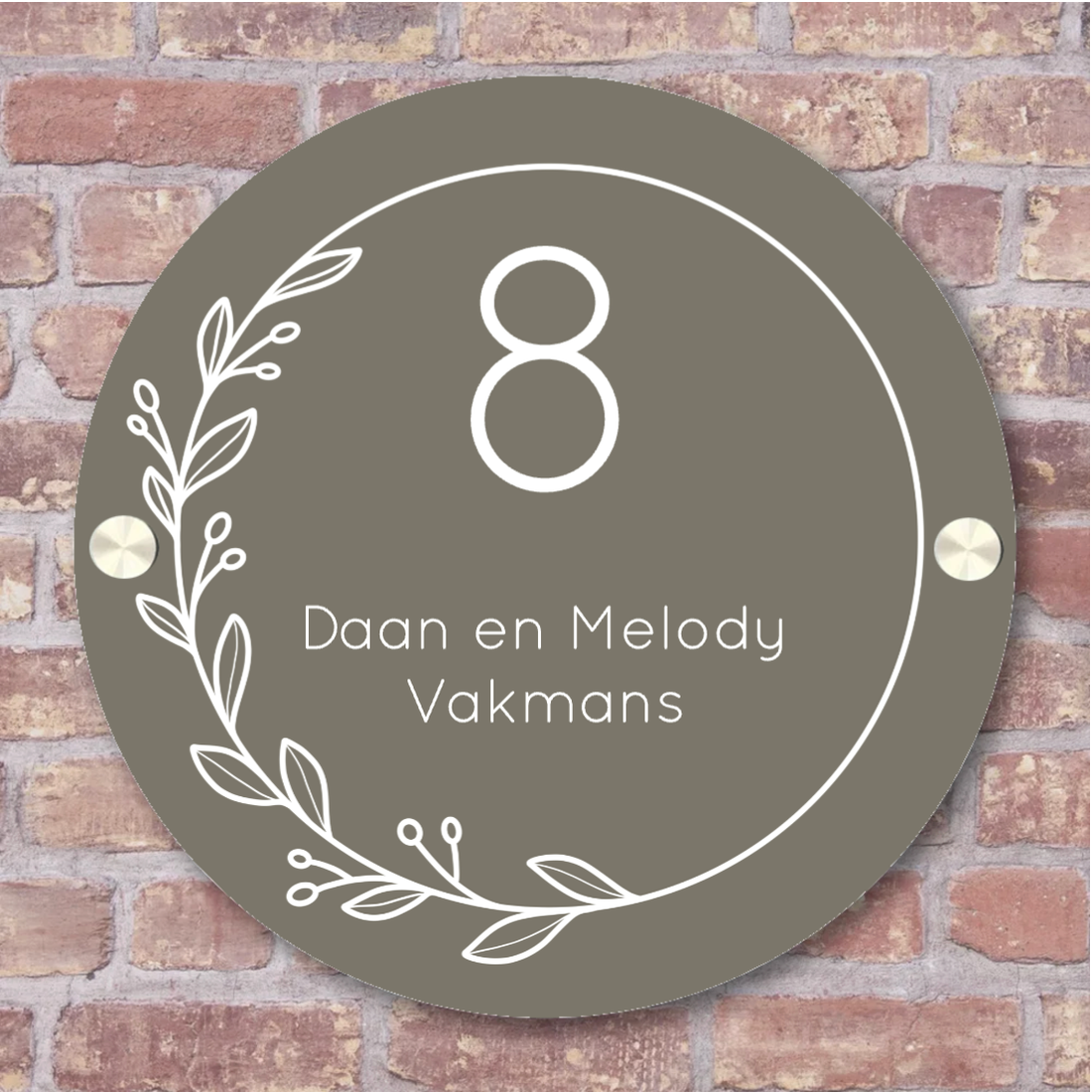 Label2X Naambordje rond Naambordje voordeur rond krans woonaccessoires homedecoratie