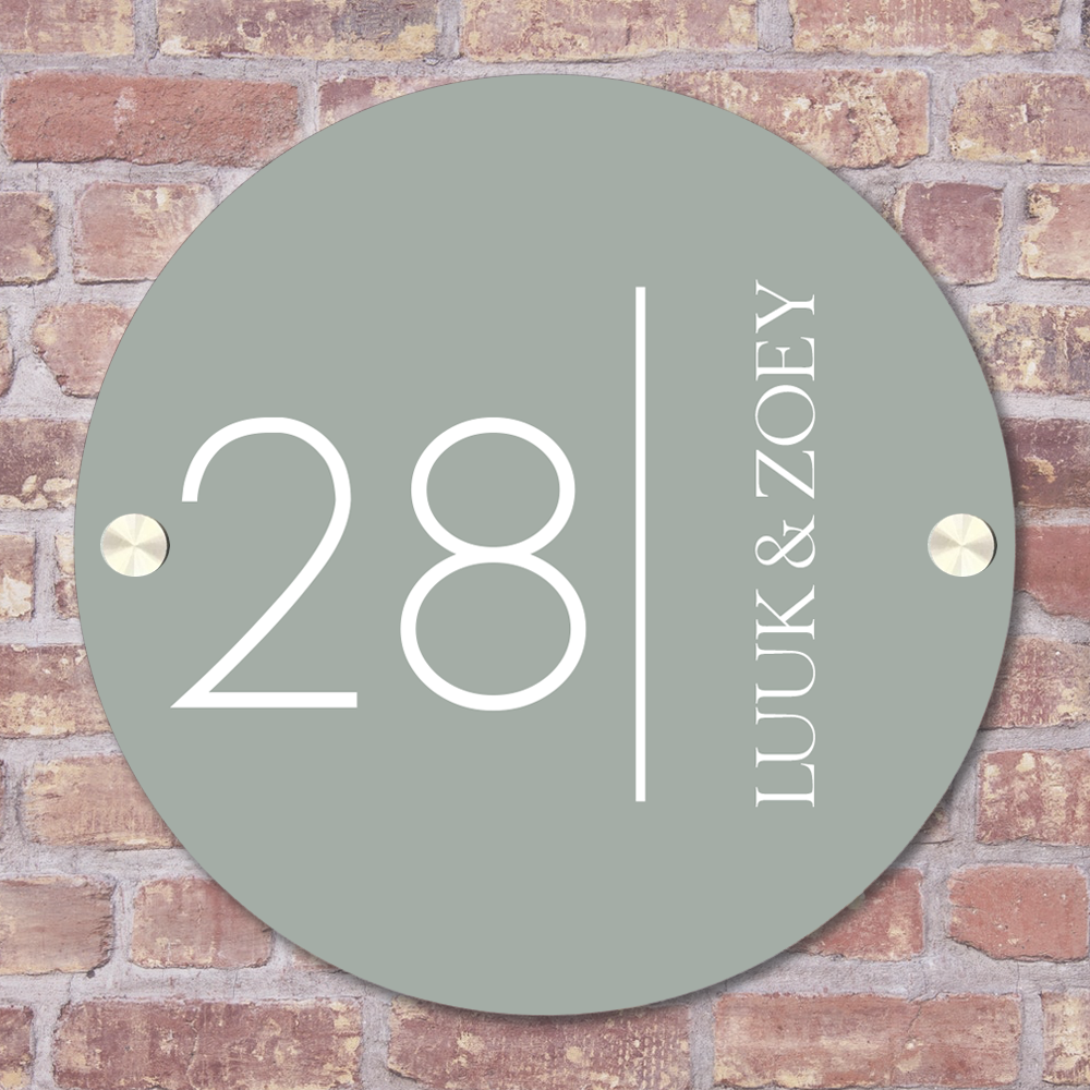 Label2X Naambordje rond Naambordje voordeur rond minimalist groen woonaccessoires homedecoratie