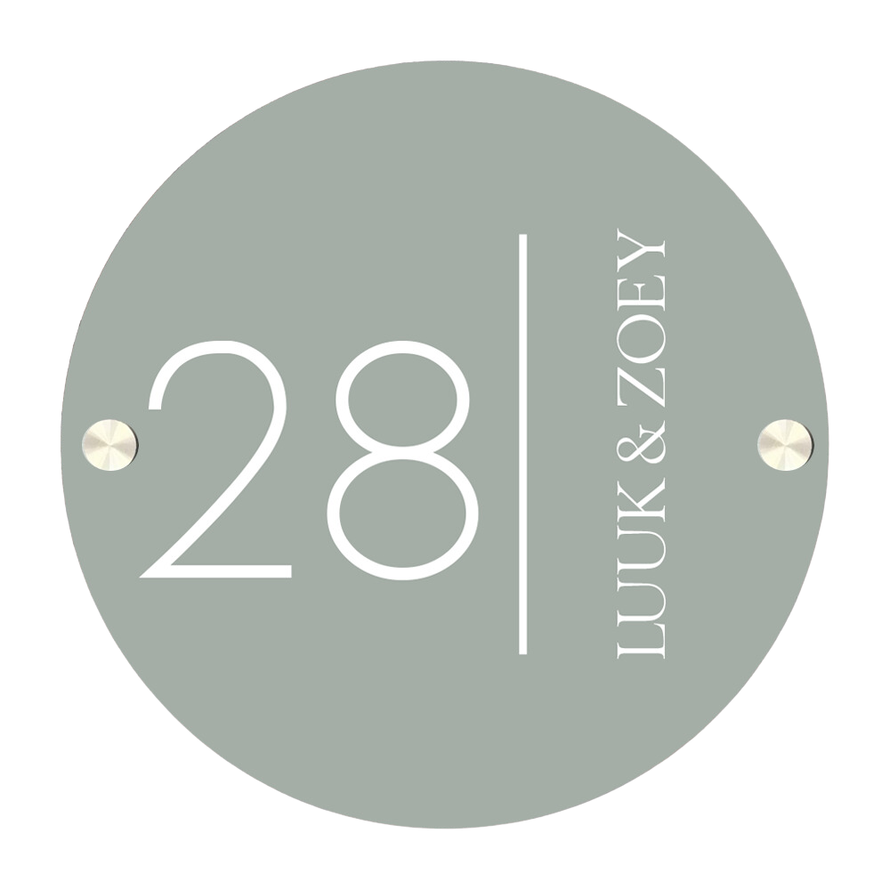 Label2X Naambordje rond Naambordje voordeur rond minimalist groen woonaccessoires homedecoratie