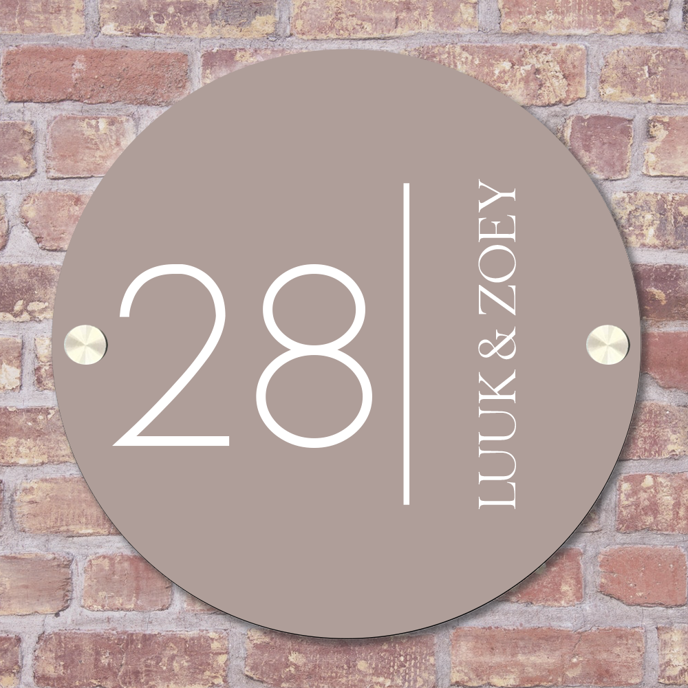 Label2X Naambordje rond Naambordje voordeur rond minimalist soft brown woonaccessoires homedecoratie