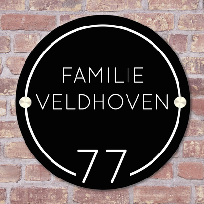 Label2X Naambordje rond Naambordje voordeur rond onderbroken lijn woonaccessoires homedecoratie