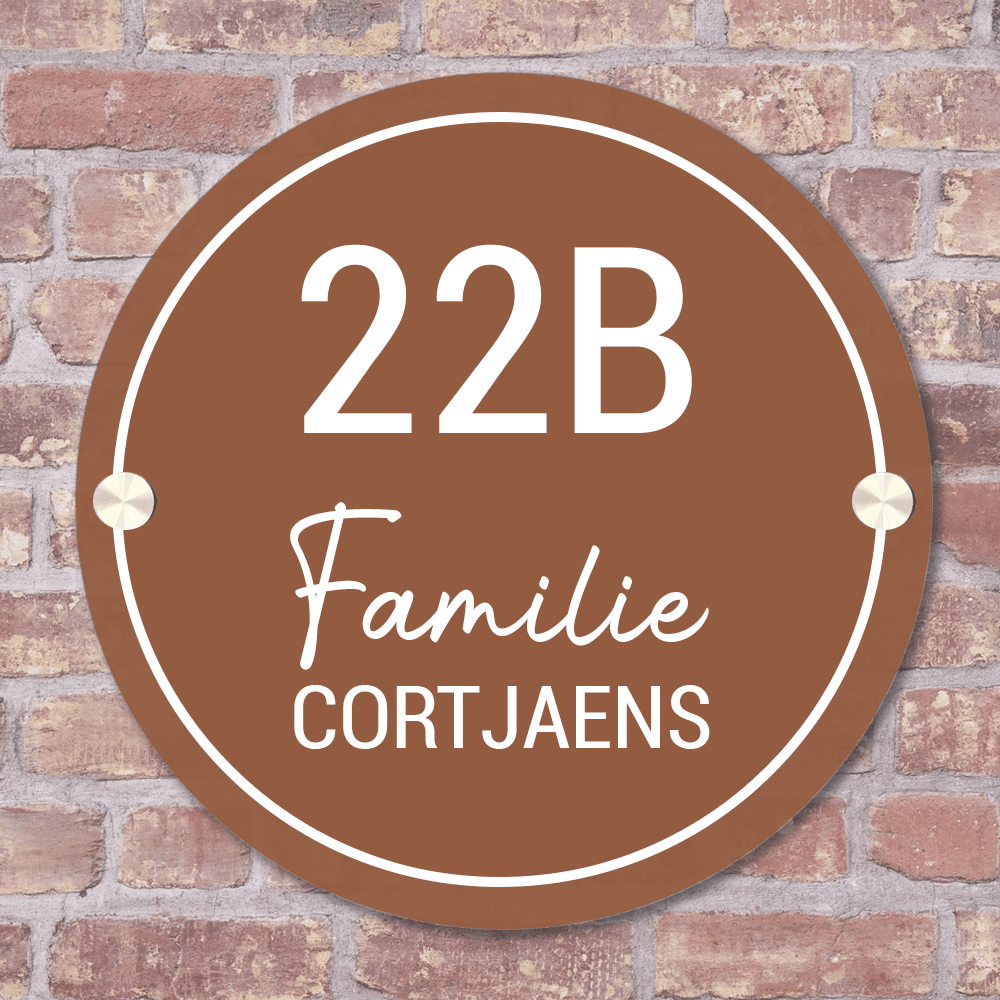 Label2X Naambordje rond Naambordje voordeur rond terracotta woonaccessoires homedecoratie