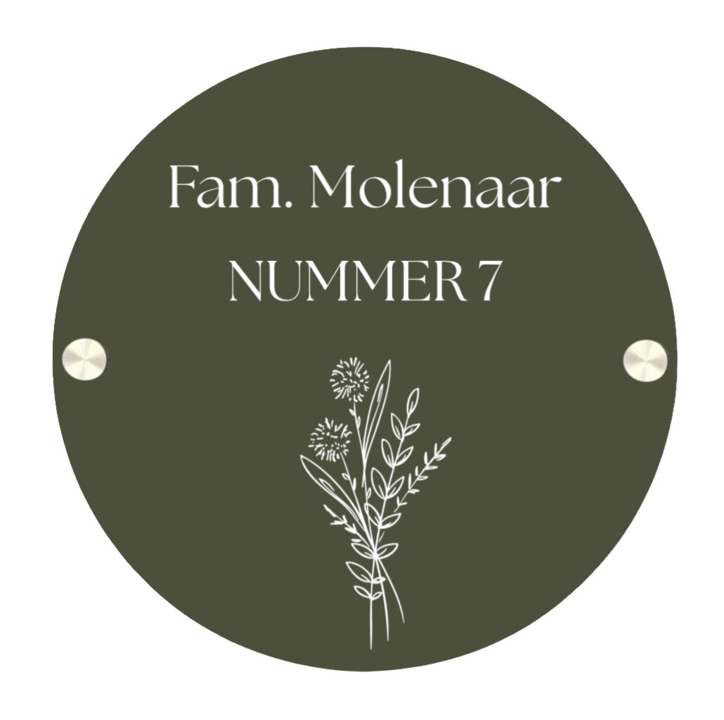 Label2X Naambordje rond Naambordje voordeur rond wildflower 2 woonaccessoires homedecoratie