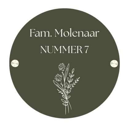 Label2X Naambordje rond Naambordje voordeur rond wildflower 2 woonaccessoires homedecoratie