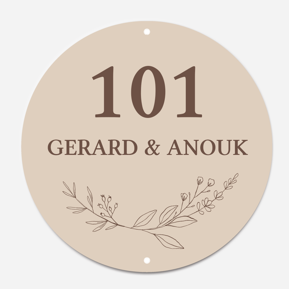 Label2X Naambordje rond Naambordje voordeur rond wreath nature woonaccessoires homedecoratie