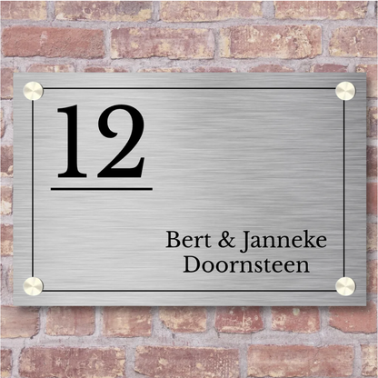 Label2X Naambordje rechthoek Naambordje voordeur rvs-look rechthoek frame woonaccessoires homedecoratie