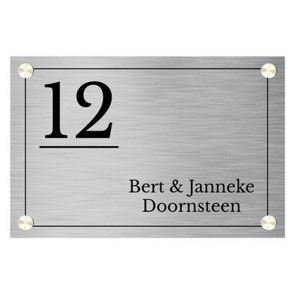 Label2X Naambordje rechthoek Naambordje voordeur rvs-look rechthoek frame woonaccessoires homedecoratie