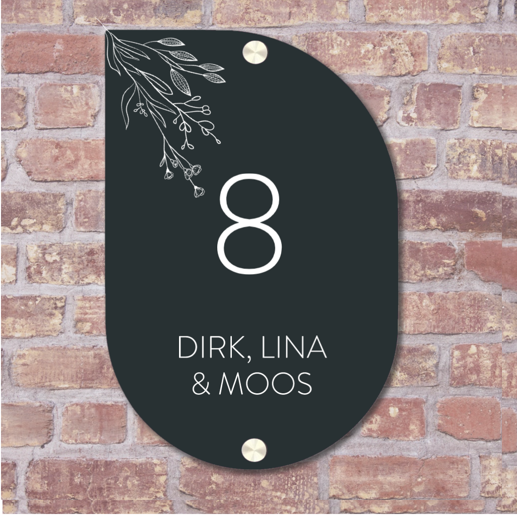 Label2X Naambordje ovaal Naambordje voordeur scandi bloemen woonaccessoires homedecoratie