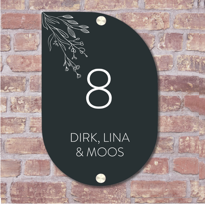 Label2X Naambordje ovaal Naambordje voordeur scandi bloemen woonaccessoires homedecoratie