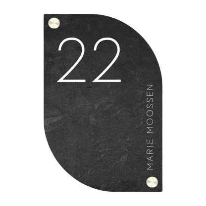 Label2X Naambordje scandi Naambordje voordeur scandi leaf beton zwart woonaccessoires homedecoratie