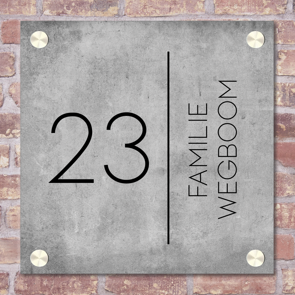 Label2X Naambordje vierkant Naambordje voordeur vierkant beton look thin verticaal woonaccessoires homedecoratie