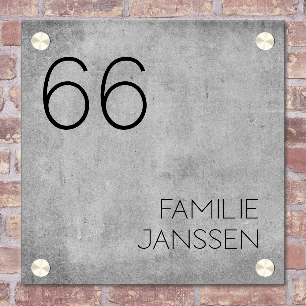 Label2X Naambordje vierkant Naambordje voordeur vierkant beton look thin woonaccessoires homedecoratie
