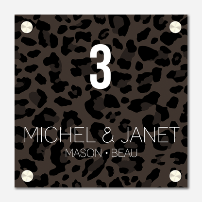 Label2X Naambordje vierkant Naambordje voordeur vierkant leopard woonaccessoires homedecoratie