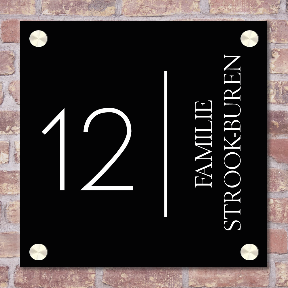 Label2X Naambordje vierkant Naambordje voordeur vierkant minimalist black woonaccessoires homedecoratie