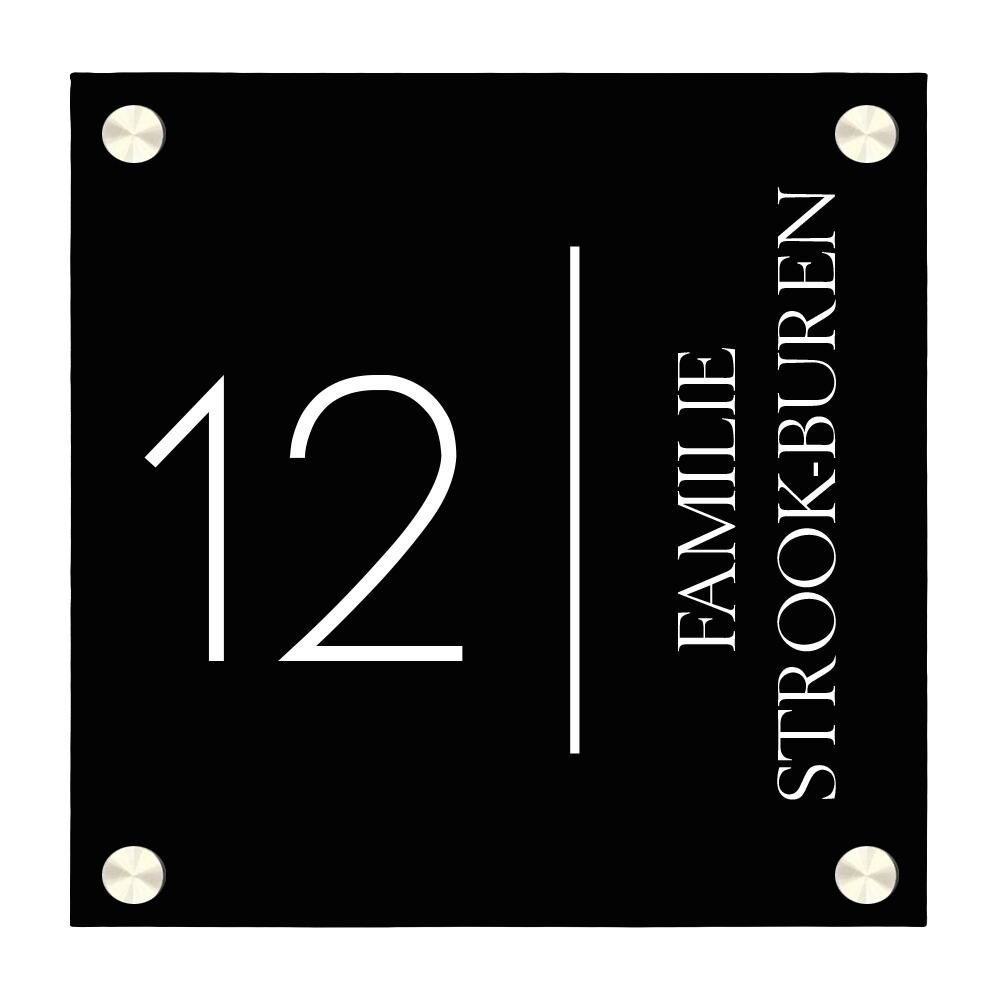 Label2X Naambordje vierkant Naambordje voordeur vierkant minimalist black woonaccessoires homedecoratie