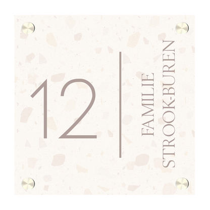 Label2X Naambordje vierkant Naambordje voordeur vierkant minimalist terrazzo woonaccessoires homedecoratie