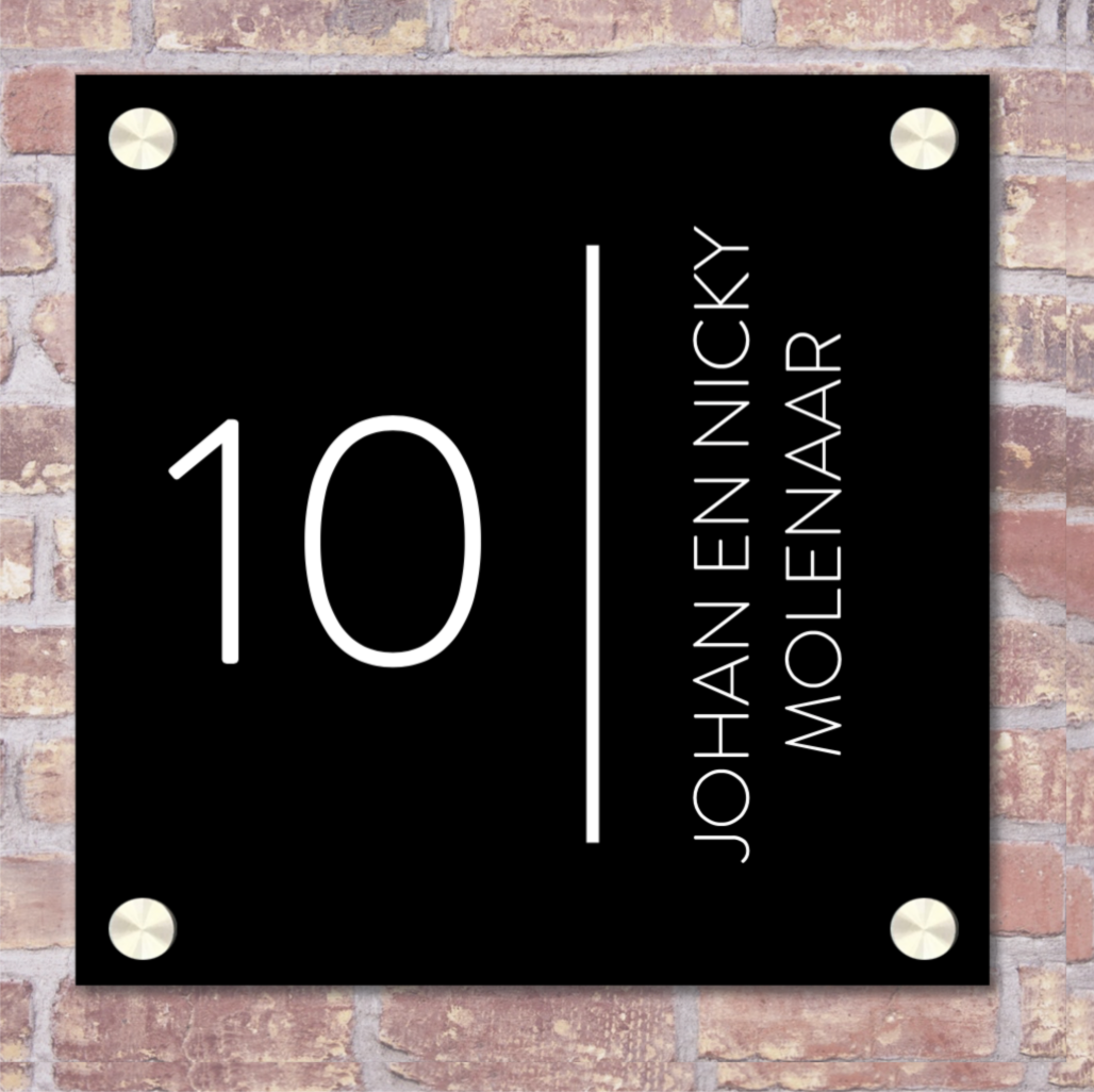 Label2X Naambordje vierkant Naambordje voordeur vierkant strak zwart woonaccessoires homedecoratie