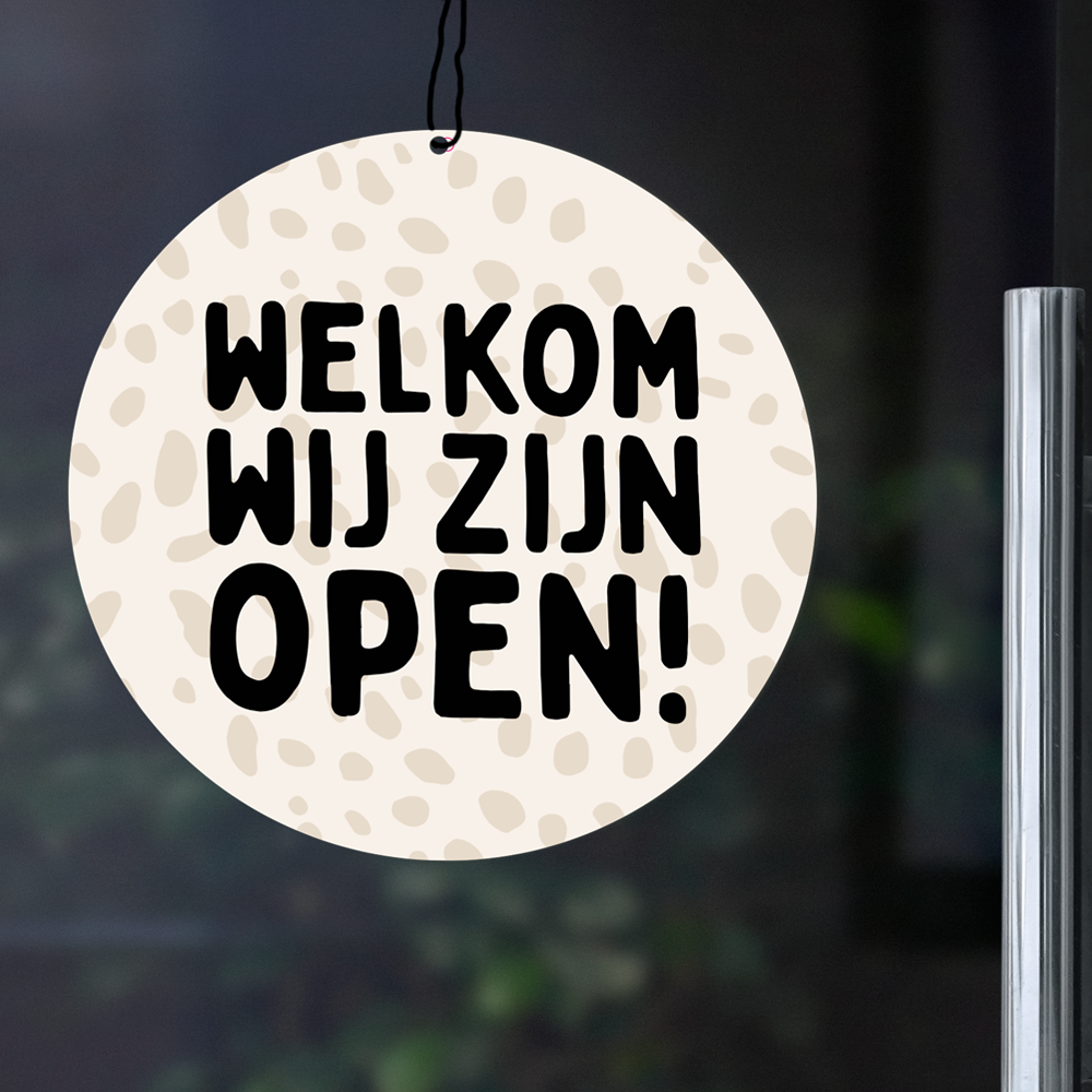 Label2X Alles voor je shop Open en gesloten deer dots woonaccessoires homedecoratie