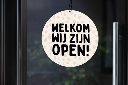 Label2X Alles voor je shop Open en gesloten deer dots woonaccessoires homedecoratie