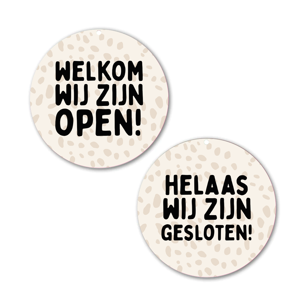 Label2X Alles voor je shop Open en gesloten deer dots woonaccessoires homedecoratie