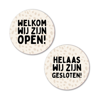 Label2X Alles voor je shop Open en gesloten deer dots woonaccessoires homedecoratie