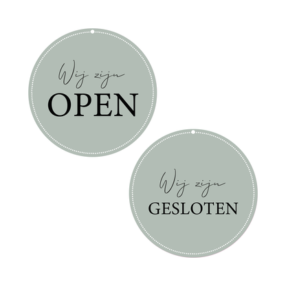 Label2X Open en gesloten winkelbordje zachtgroen woonaccessoires homedecoratie