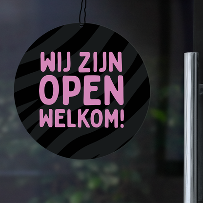 Label2X Alles voor je shop Open en gesloten zebra roze woonaccessoires homedecoratie