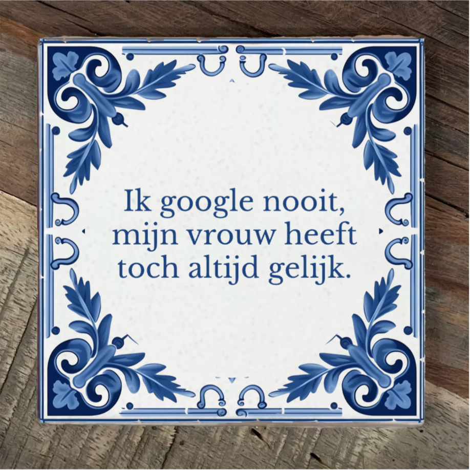 Label2X Tegeltje delfts blauw met eigen tekst woonaccessoires homedecoratie