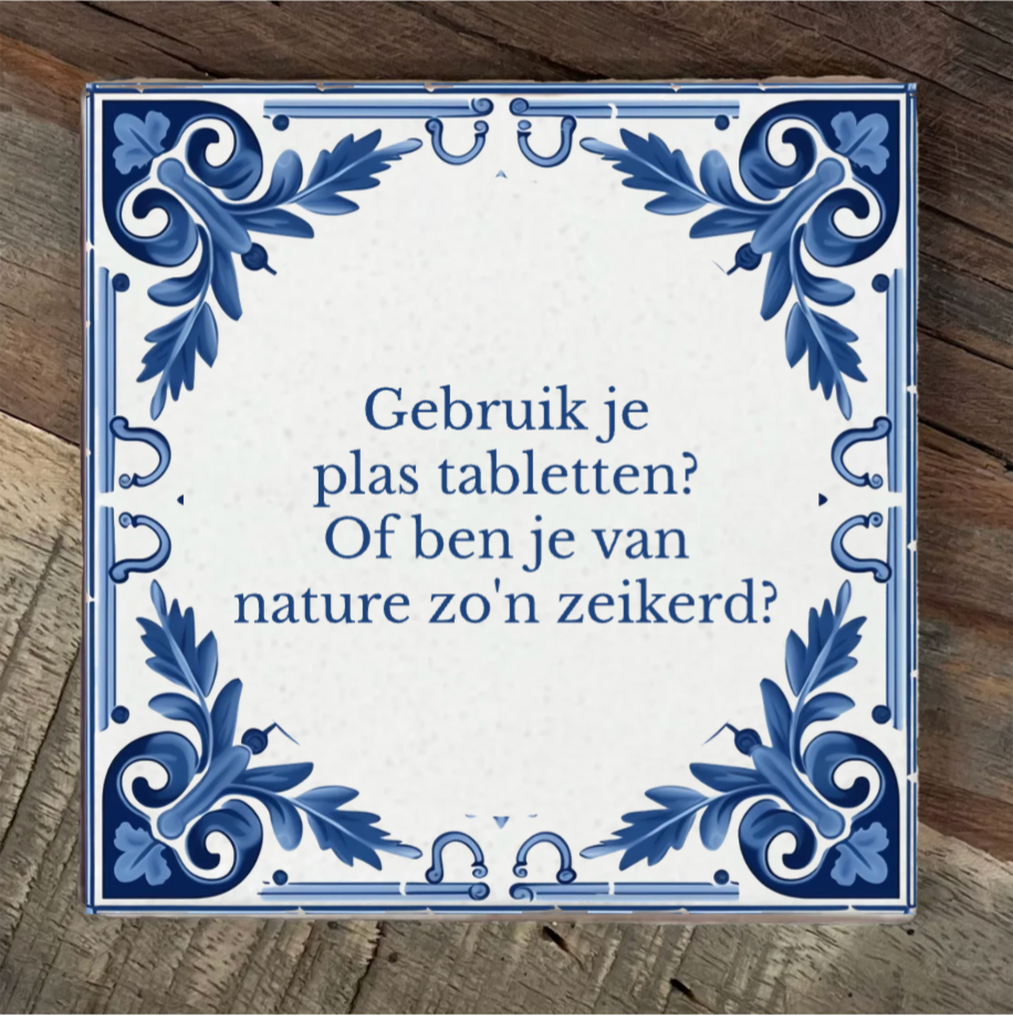 Label2X Tegeltje delfts blauw met eigen tekst woonaccessoires homedecoratie