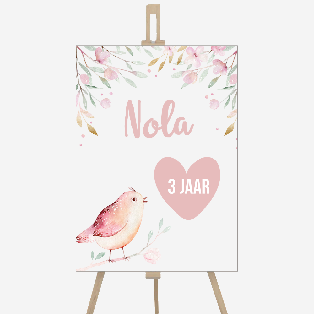 Label2X Welkomstbord verjaardag birds WBV-002 woonaccessoires homedecoratie
