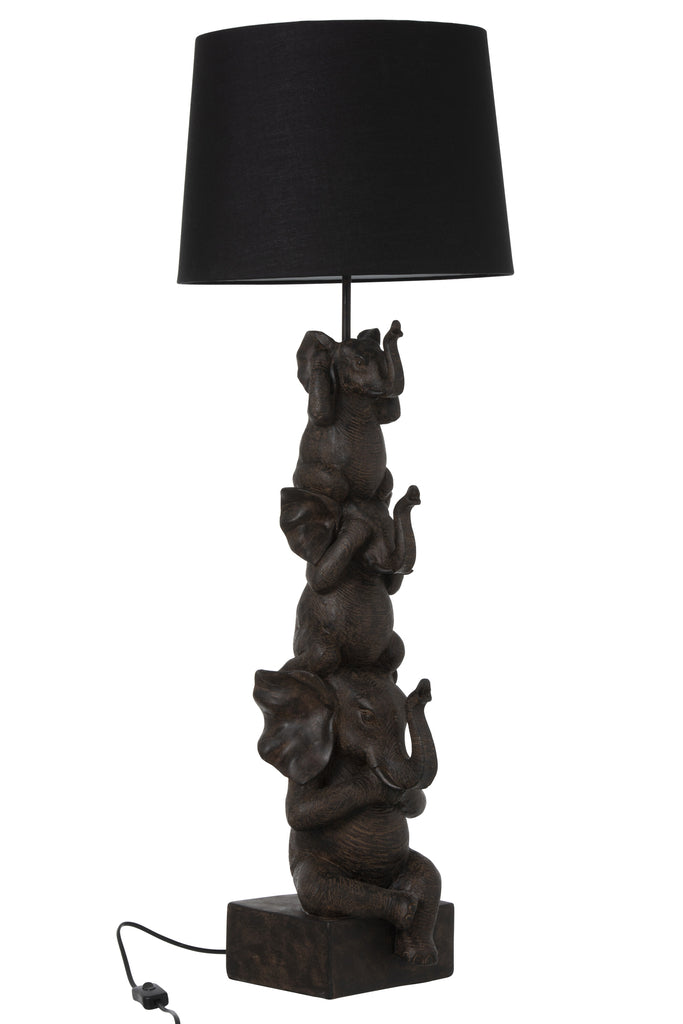 Lamp 3 Olifanten Polyresin Bruin