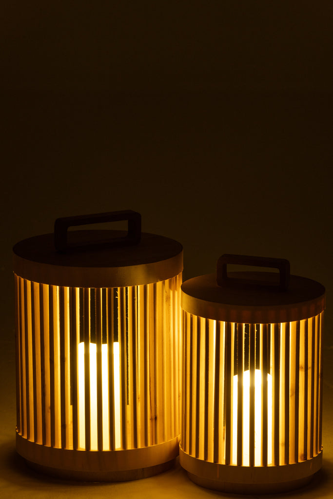 Lamp Cilinder Vurenhout/Led Natuurlijk Groot