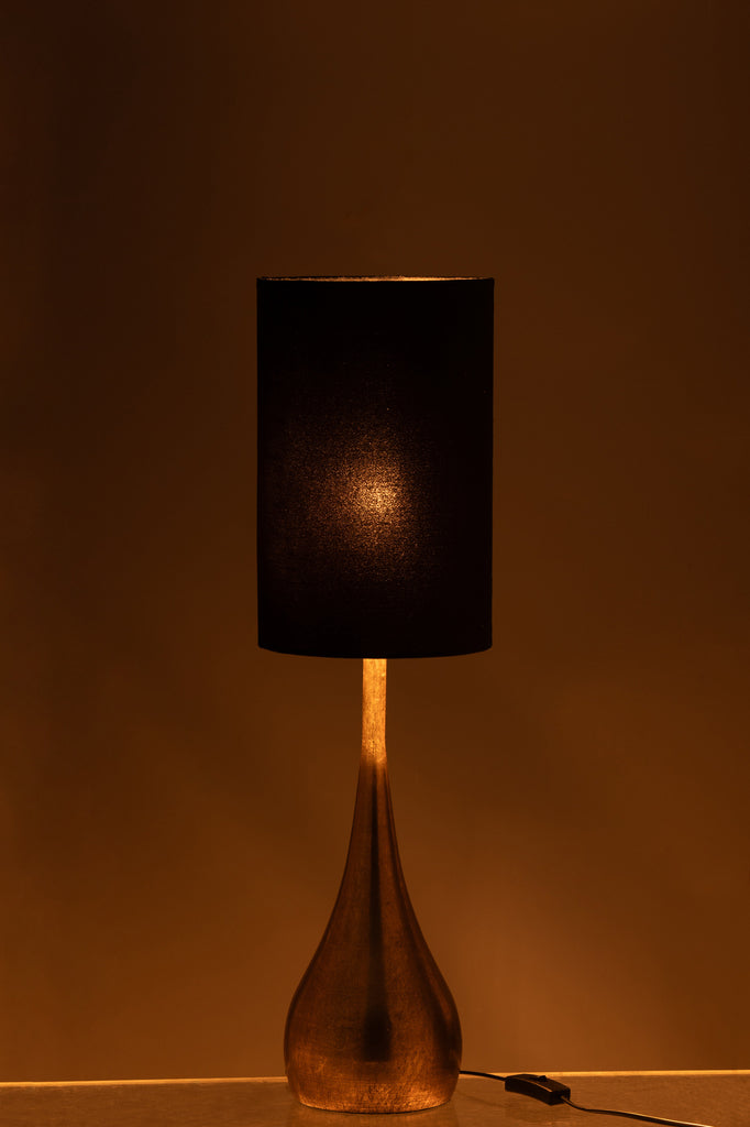 Lamp Drop Iron/Velvet Gold/Black Small translates to: 

Lamp Druppel IJzer/Fluweel Goud/Zwart Klein