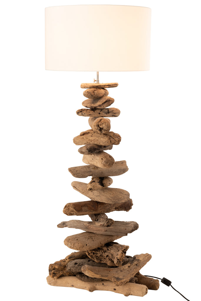 Lamp+Kap Drijfhout Natuur/Beige Middelgroot