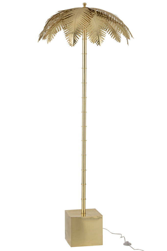 Lamp Staande Kokosbladeren Staal Goud