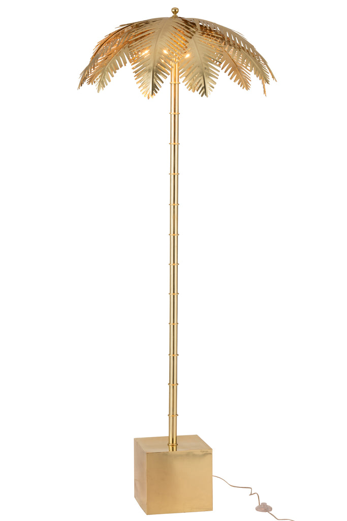 Lamp Staande Kokosbladeren Staal Goud