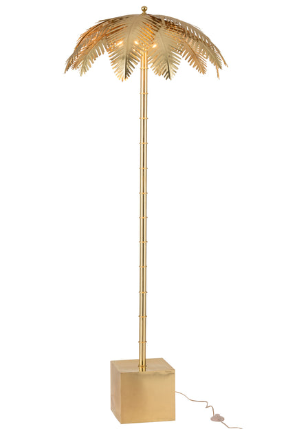 Lamp Staande Kokosbladeren Staal Goud