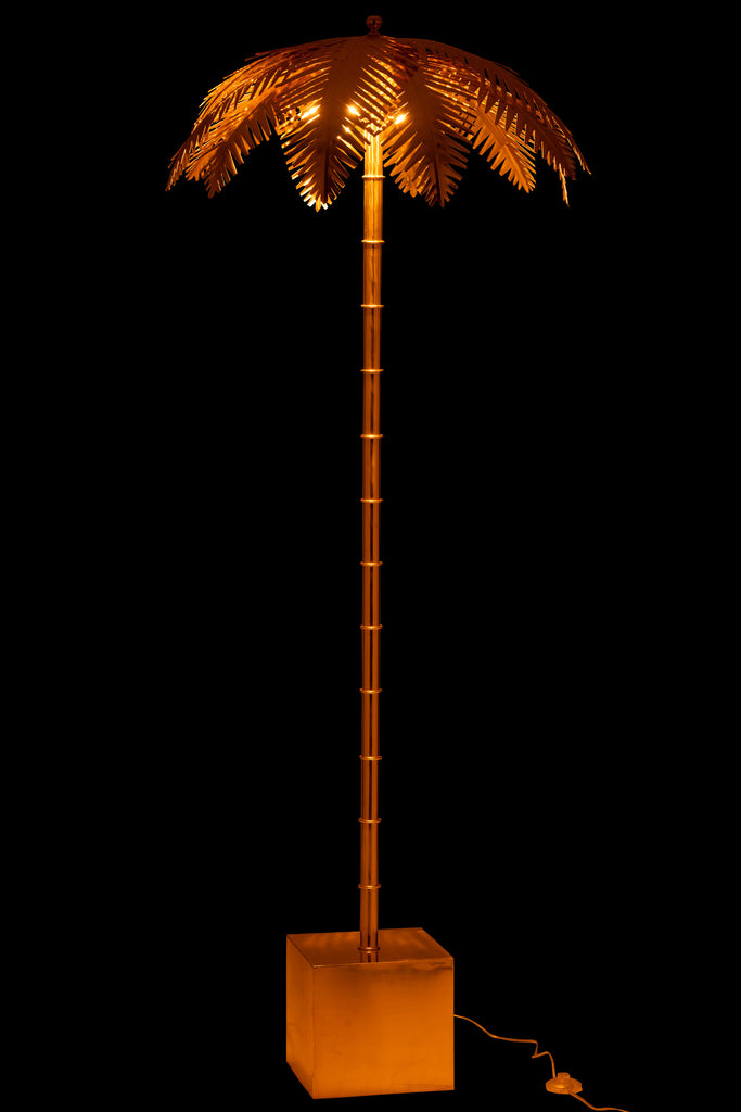 Lamp Staande Kokosbladeren Staal Goud