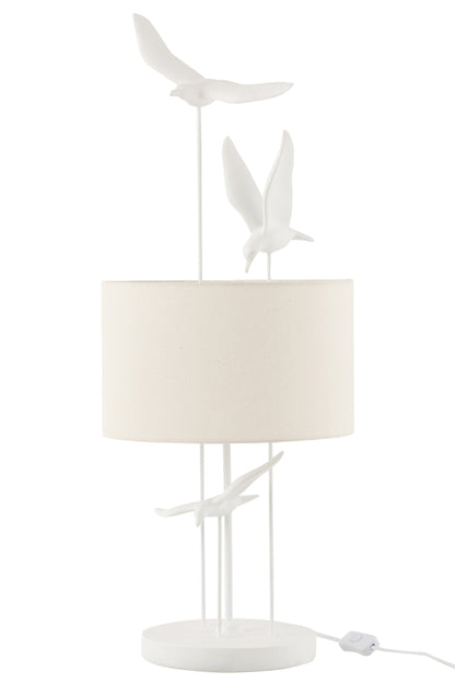 Lamp Tafel Vogels Poly Wit/Beige