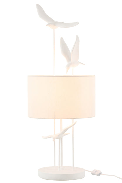 Lamp Tafel Vogels Poly Wit/Beige