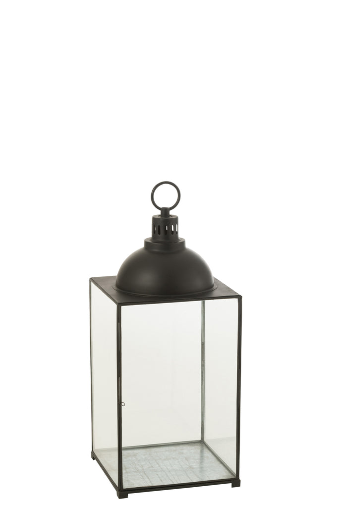 Lantaarn Hagrid Glas/IJzer, Zwart, Medium