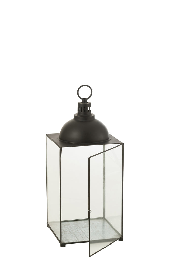 Lantaarn Hagrid Glas/IJzer, Zwart, Medium