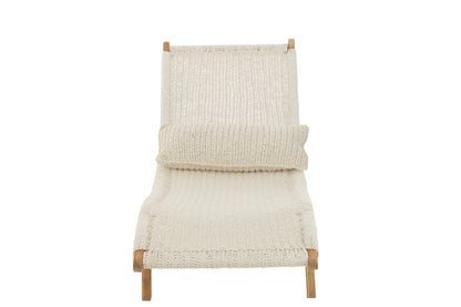 Lounger+Cushion Woven Plastic/Teak White